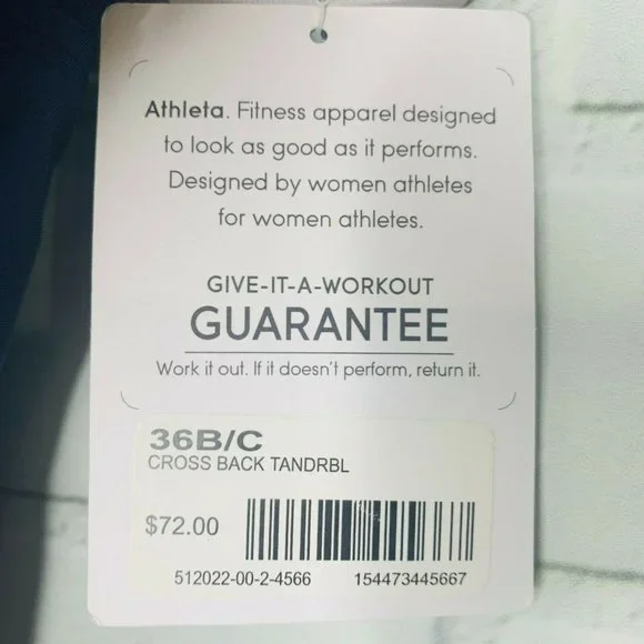 NEW Athleta tankini top Cross Back navy blue racerback swimsuit 36 B C women - Picture 8 of 10